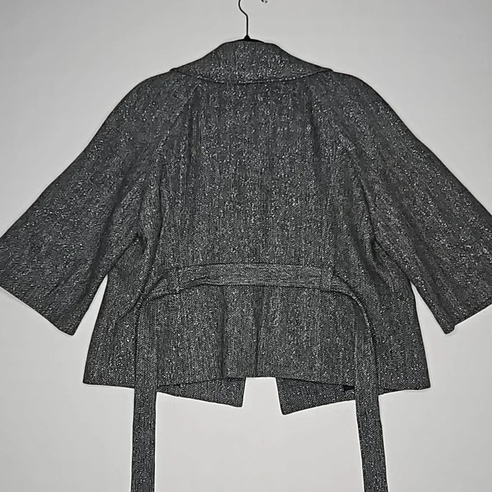 MICHAEL Michael Kors Metallic Tweed Blazer w/ Tie Waist & Faux Fur Women's Large - Picture 10 of 15